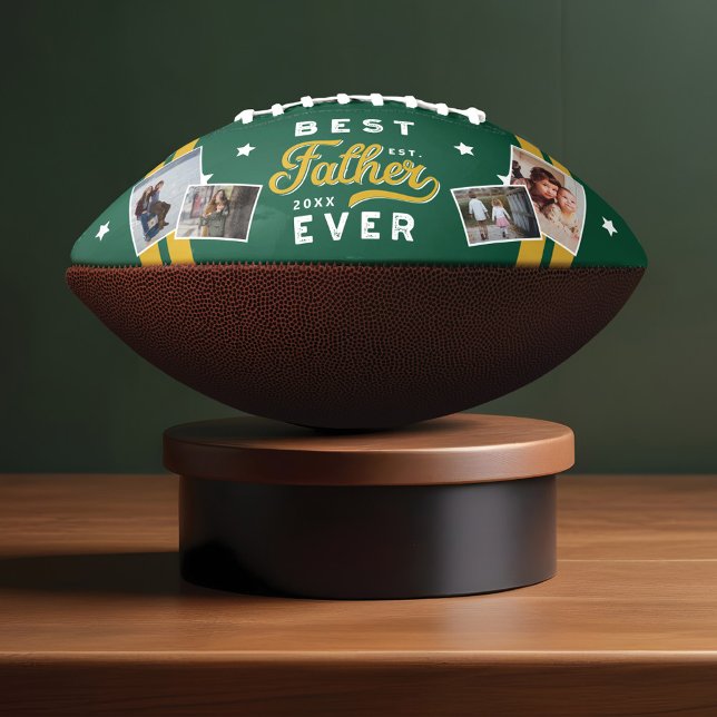 Sportstil Grün Emblem Bester Vater je Foto Football (Sport Style Green Emblem Best Dad Ever Photo Football)