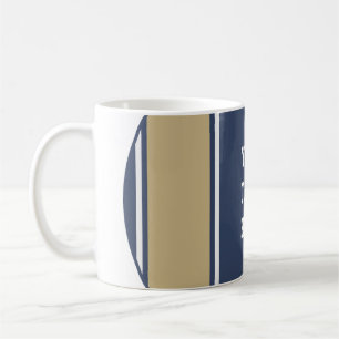 SPORTSTREIFEN - Blau Beige Grau + Ihr Text Tasse