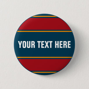 SPORTSTREIFEN - Blaues Rotes Orange + Ihr Text Button