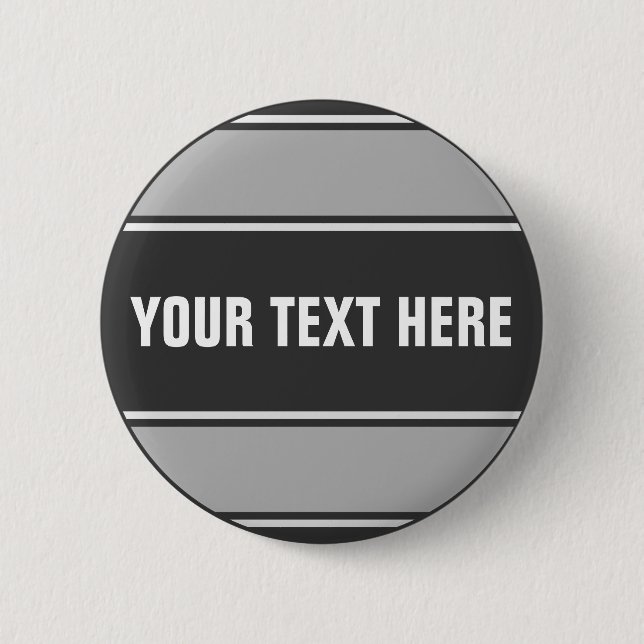 SPORTSTREIFEN - Grau + Ihr Text Button (Vorderseite)