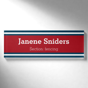 SPORTSTREIFEN - Red Blue White + Ihre Ideen Namenschild