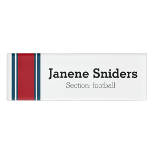 SPORTSTREIFEN - Red Blue White + Ihre Ideen Namenschild