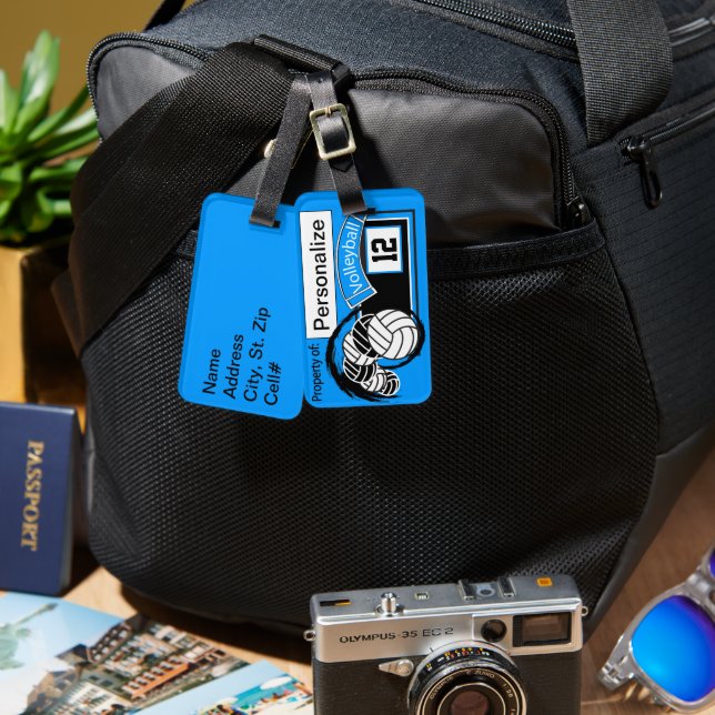 Sportsvolleyball-🏐 | DIY Hintergrundfarbe Gepäckanhänger (Vorderseite & Rückseite)