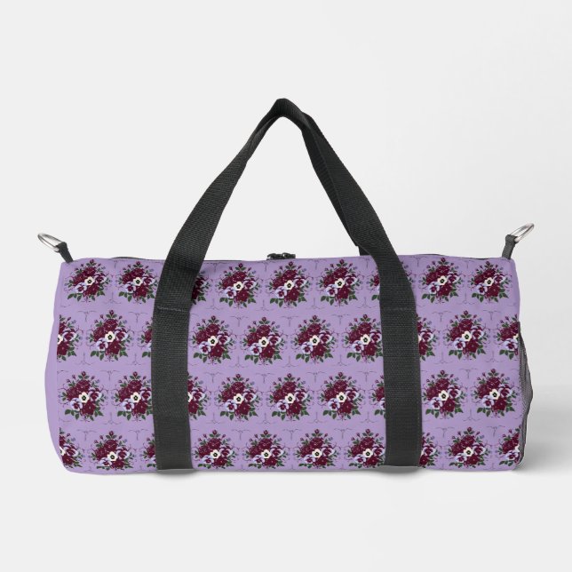 Sporttasche mit Veilchenblumenmuster Duffle Bag (Vorderseite)