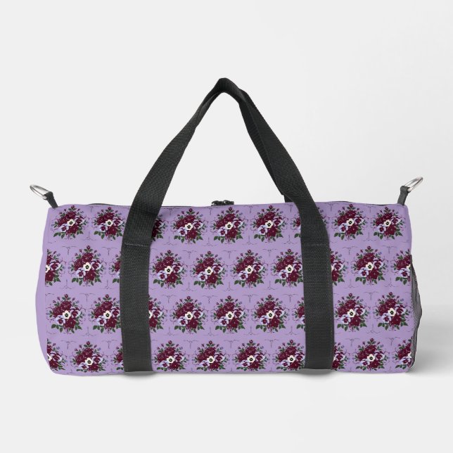 Sporttasche mit Veilchenbouquet-Muster Duffle Bag (Vorderseite)