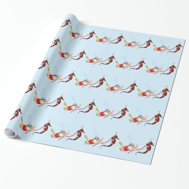 Sporttauchen Weihnachtsmann Geschenkpapier (Ungerollt)