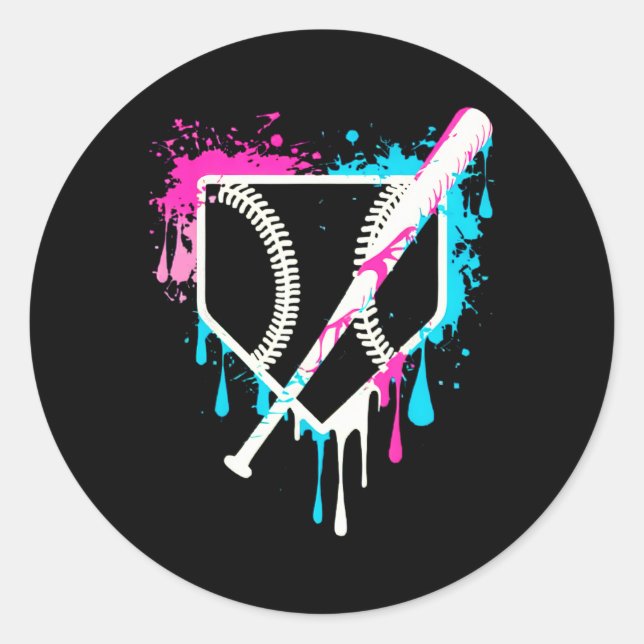 Sportteam Cool Baseball Zuhause Plate Tropfen mit  Runder Aufkleber (Vorderseite)