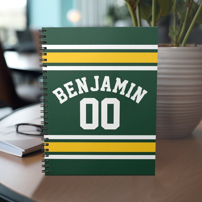 Sportteam Football Jersey Individuelle Name Nummer Notizblock (Personalized notebook with Sports Jersey Football Design - Custom Name and Other Text)