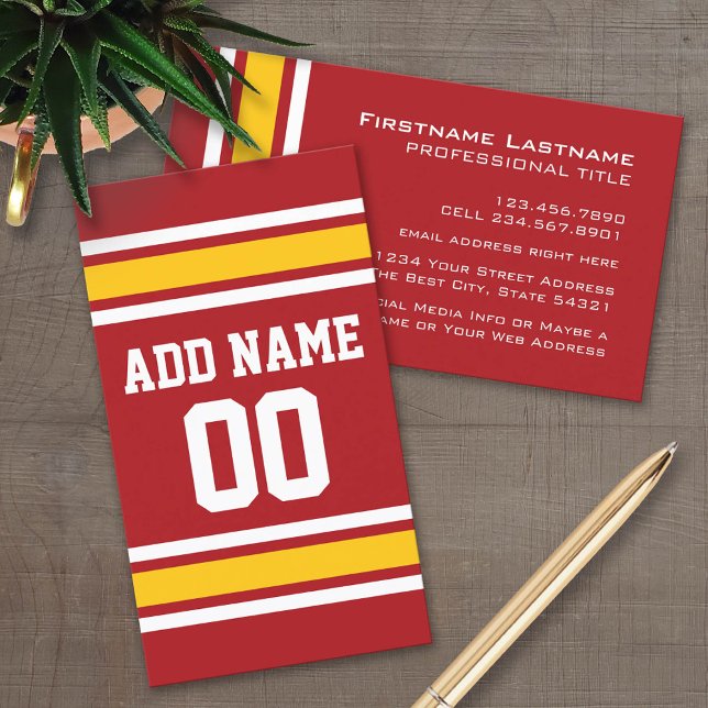 Sportteam Football Jersey Individuelle Name Nummer Visitenkarte (Custom Business Card Template)