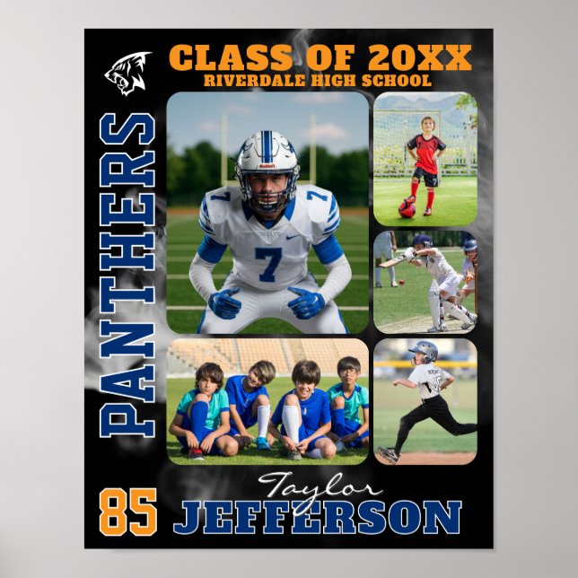 Sportteam-High-School-Absolventenbild-Collage Poster (Vorne)