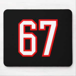 Sportteam Nummer #67 Weiß Rot Varsity Nummer 67 Mousepad