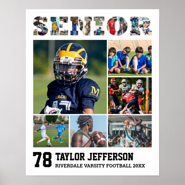 Sportteam Senior Night Player Foto Collage Poster (Vorne)