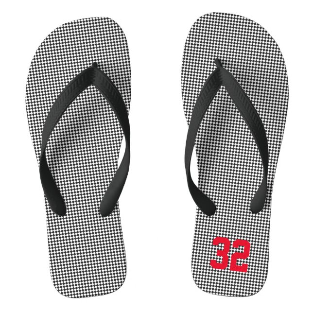 Sportteam Spieler NUMMER Karo School Spirit Fun Flip Flops (Fußbett)
