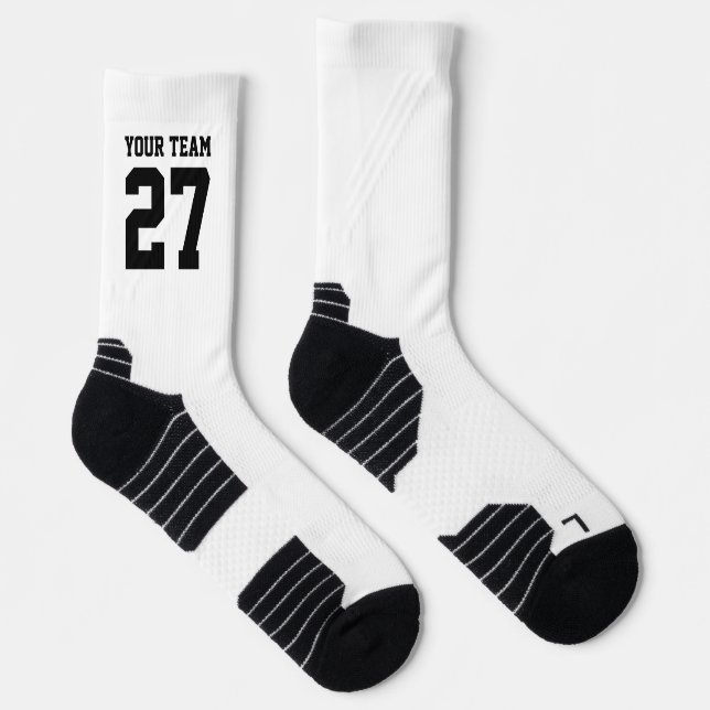 Sportteam Weißer Schwarzer Weiser Basketball Socken (Rechts)