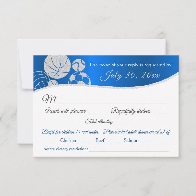 Sportthema-Antwortkarte mit Abendessen RSVP Karte (Vorderseite)