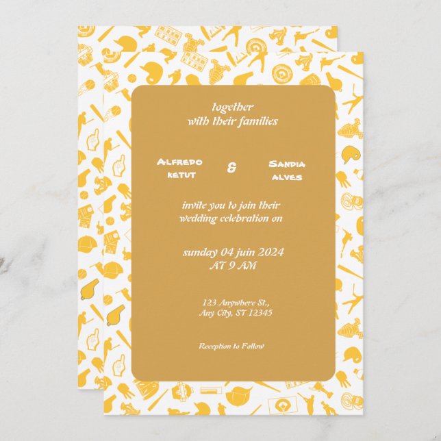 Sportthema Baseball Liebe Hochzeit Einladungen (Vorne/Hinten)