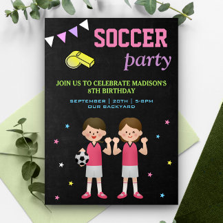 Sportthema Girls Fußball Geburtstagsparty Einladung