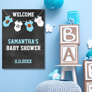 Sportthema Halbpension Blue Boy Baby Dusche Poster
