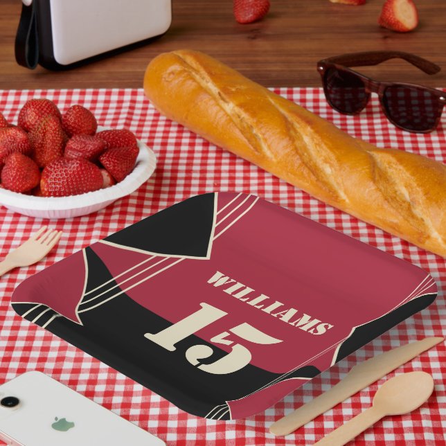 Sportthema Papiertafel mit Name und Nummer Pappteller (Picknick)