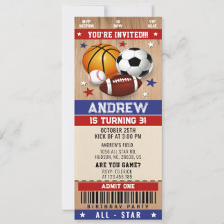 SportTicket für alle Sterne Geburtstag Einladung