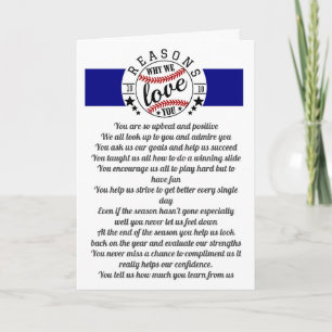 Sporttrainer 10 Gründe, warum wir Liebe Baseball F Karte