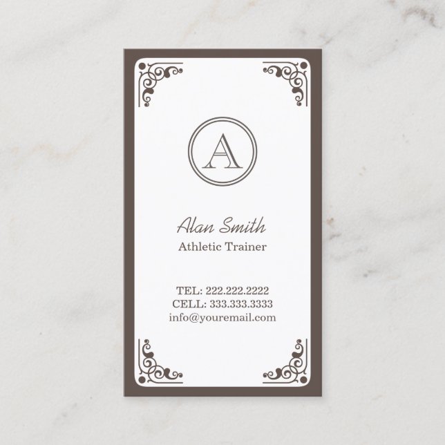 Sporttrainer Vintag Art Déco Gerahmt  Visitenkarte (Vorderseite)