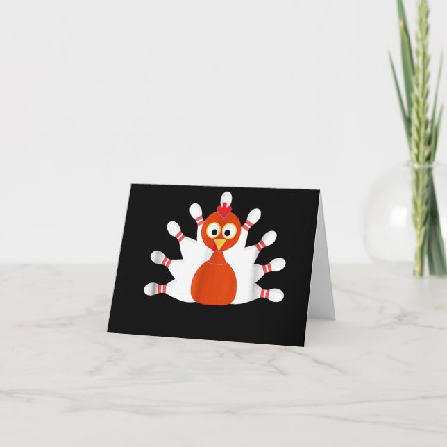 Sporttruthahn und Bowling - Erntedank Einladung (Vorderseite)