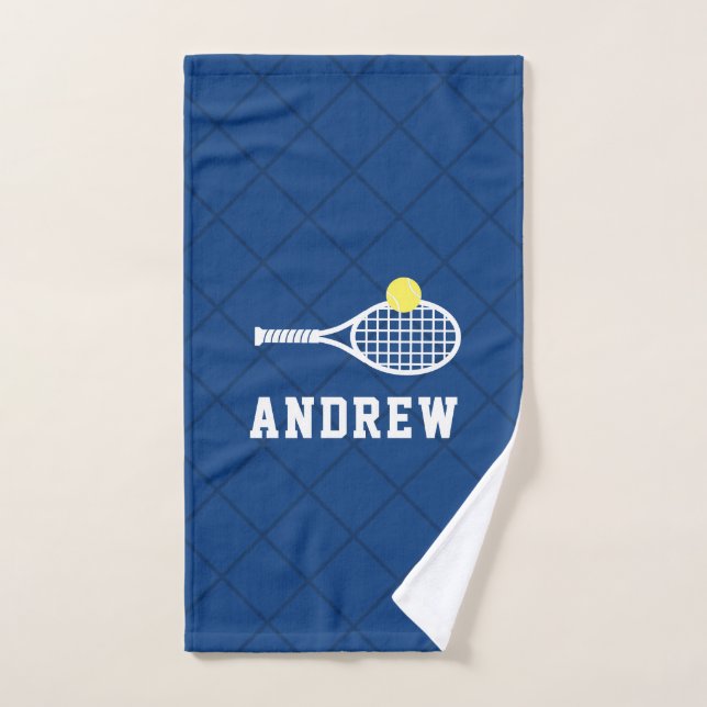 Sporttuch Personalisiert Blaues Tennisdesign Handtuch (Handtuch)