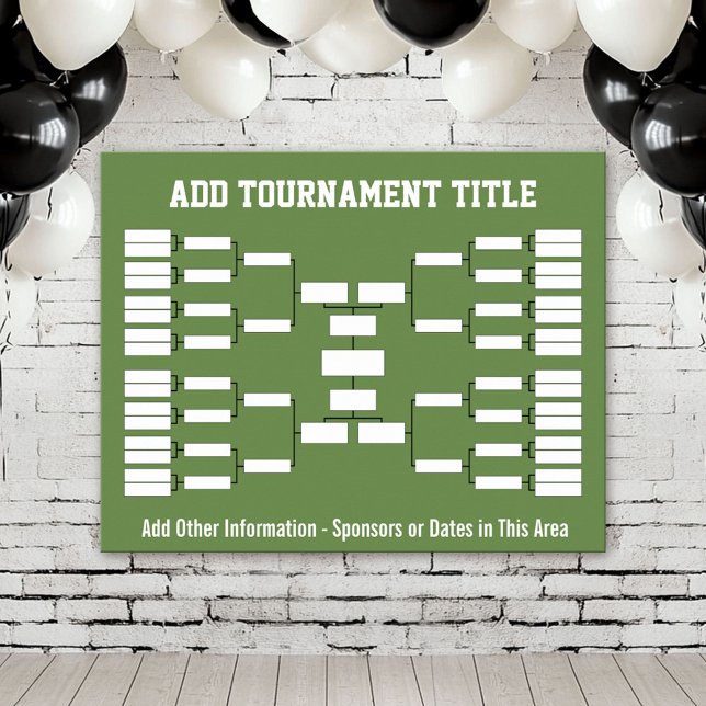 Sportturnier-Bracket - Grüne 32 Teams Poster (Custom Tournament Bracket Poster)