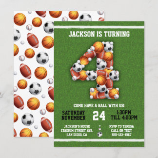 Sportveranstaltungen 4. Geburtstags-Party Einladun Einladung