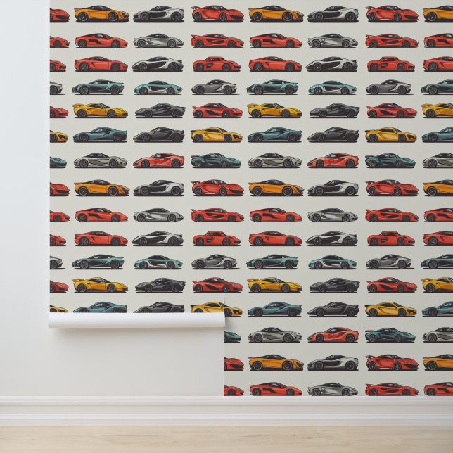 Sportwagen farbenfroher Automobil-Auto Park Tapete (Anwendung)