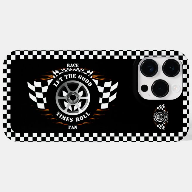 Sportwagen Racing Checkered Flags Flames Wheel Case-Mate iPhone Hülle (Rückseite (Horizontal))
