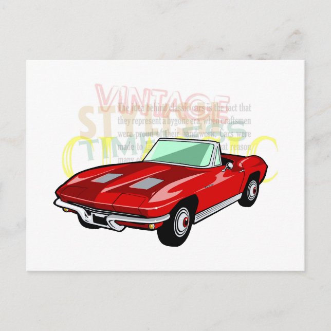Sportwagen Red Corvette Stingray oder Sting Ray Postkarte (Vorderseite)