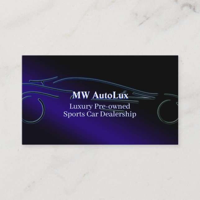 Sportwagenhändlerin, stylisches blaues Logo Visitenkarte (Vorderseite)