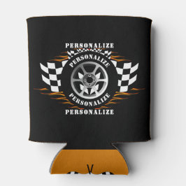 Sportwagenrennen Schachtel-Flag-Rad Flammen Pro Dosenkühler