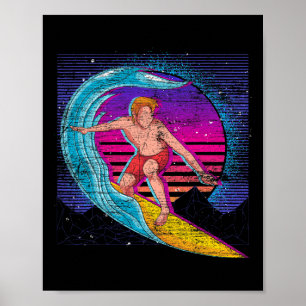Sportwellen Ozean Surfer 90er Vaporwave Retro Surf Poster