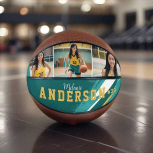 Sporty 3 Foto Collage Player Name & Teamnummer Basketball