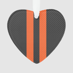 Sporty Accent Orange Streifen Carbon Style Print Ornament