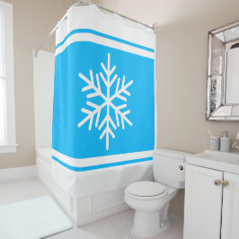 Sporty Alpine Snowflake Blaue Streifen Duschvorhang