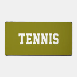 Sporty Athletic White TENNIS Text On Golden Olive Schreibtischunterlage