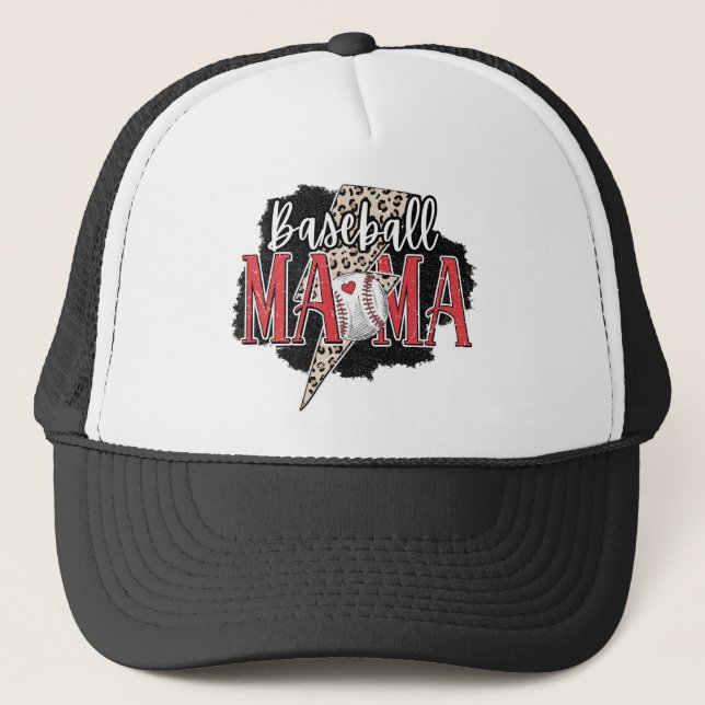 Sporty Baseball Mama Vibes Trucker Hat Truckerkappe (Vorderseite)