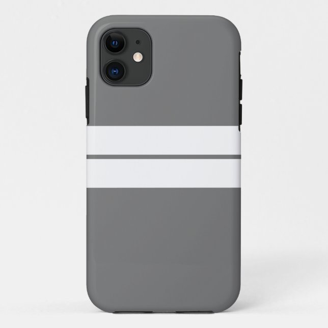 Sporty Beruflich Gray Twin White Racing Stripes Case-Mate iPhone Hülle (Rückseite)