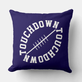 Sporty Big Football TOUCHDOWN On Navy Blue Kissen