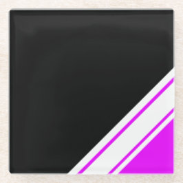 Sporty Black Bold Pink White Slant Racing Streifen Glasuntersetzer
