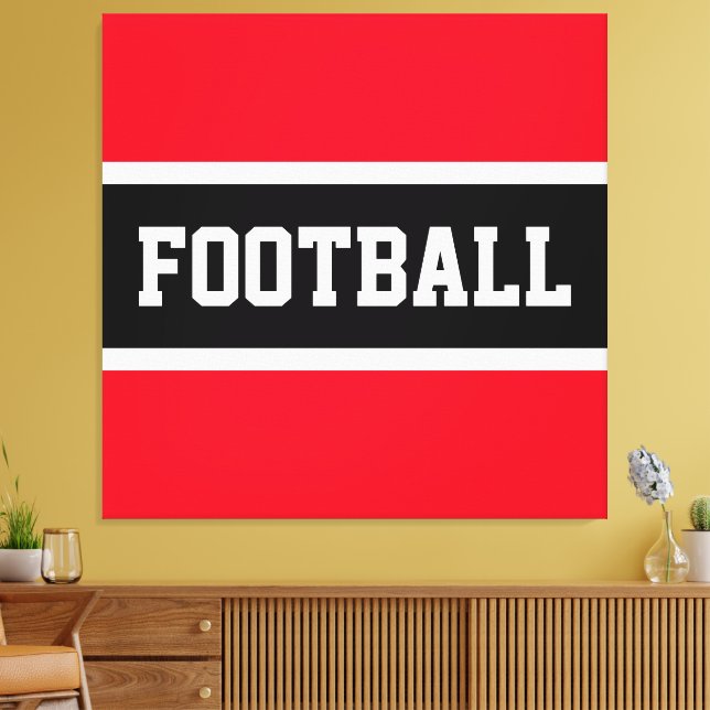 Sporty Black Bright Red White FOOTBALL Streifen Leinwanddruck (Insitu (Wohnzimmer))