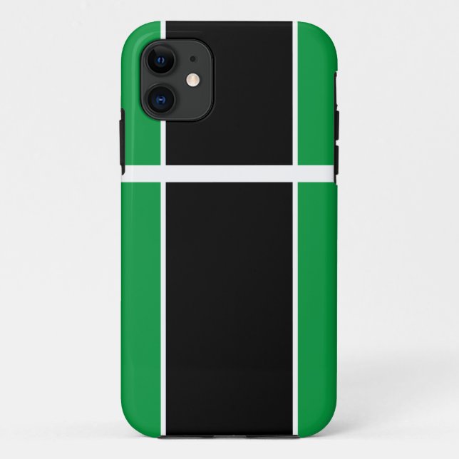 Sporty Black Green White Racing Stripes Case-Mate iPhone Hülle (Rückseite)