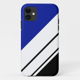 Sporty Black Royal Blue Wide White Racing Stripes Case-Mate iPhone Hülle