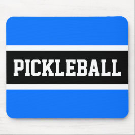 Sporty Block PICKLEBALL Sky Blue Black Stripes Mousepad