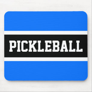 Sporty Block PICKLEBALL Sky Blue Black Stripes Mousepad