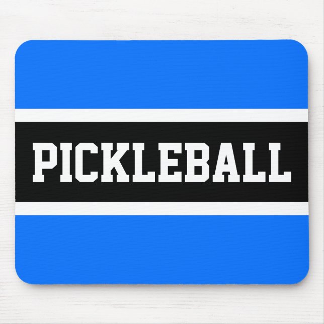 Sporty Block PICKLEBALL Sky Blue Black Stripes Mousepad (Vorne)